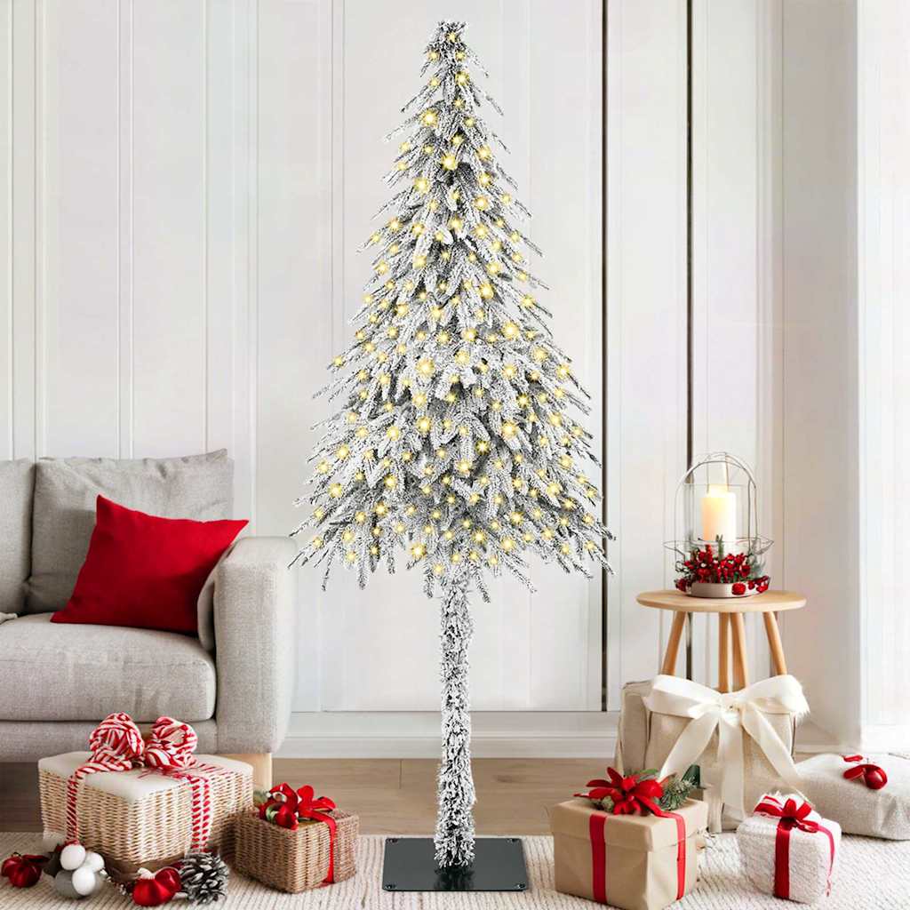 vidaXL Choinka z 300 diodami LED z podstawą Biały 180 cm PE i stal