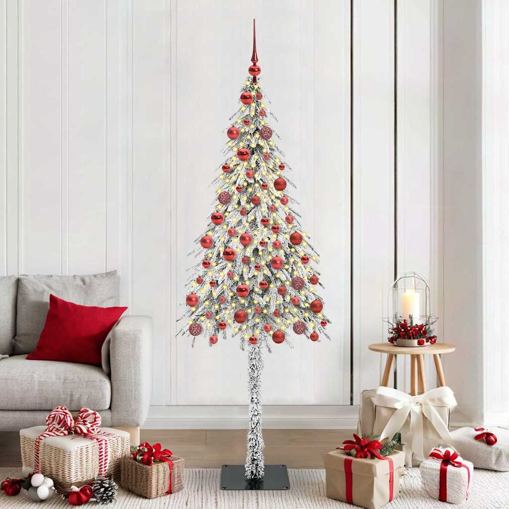 vidaXL Choinka z 300 diodami LED z podstawą Biały 180 cm PE i stal