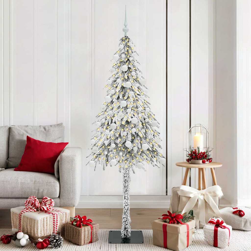 vidaXL Choinka z 300 diodami LED z podstawą Biały 180 cm PE i stal