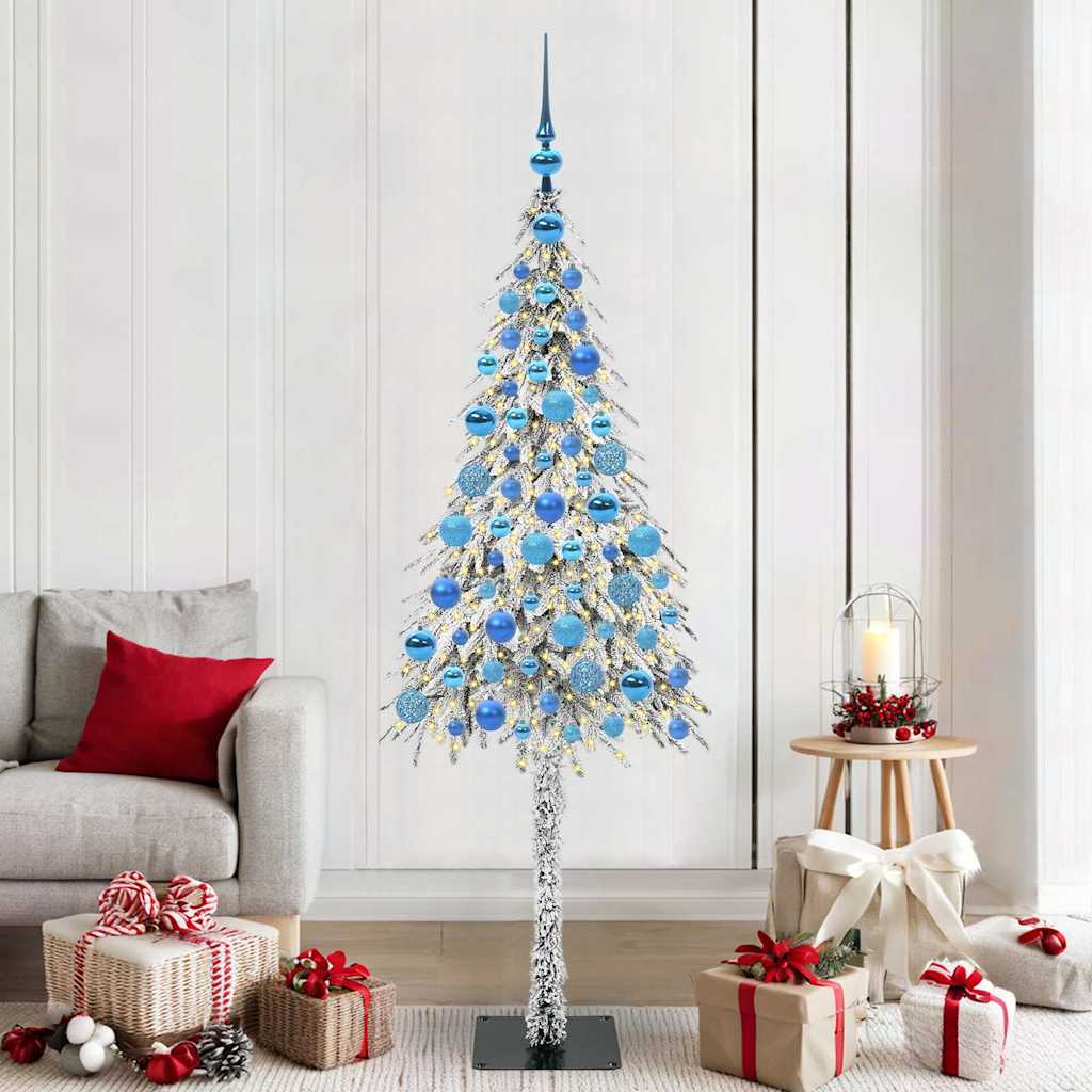vidaXL Choinka z 300 diodami LED z podstawą Biały 180 cm PE i stal