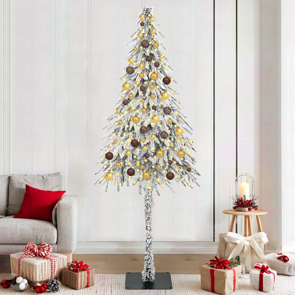vidaXL Choinka z 300 diodami LED z podstawą Biały 210 cm PE i stal