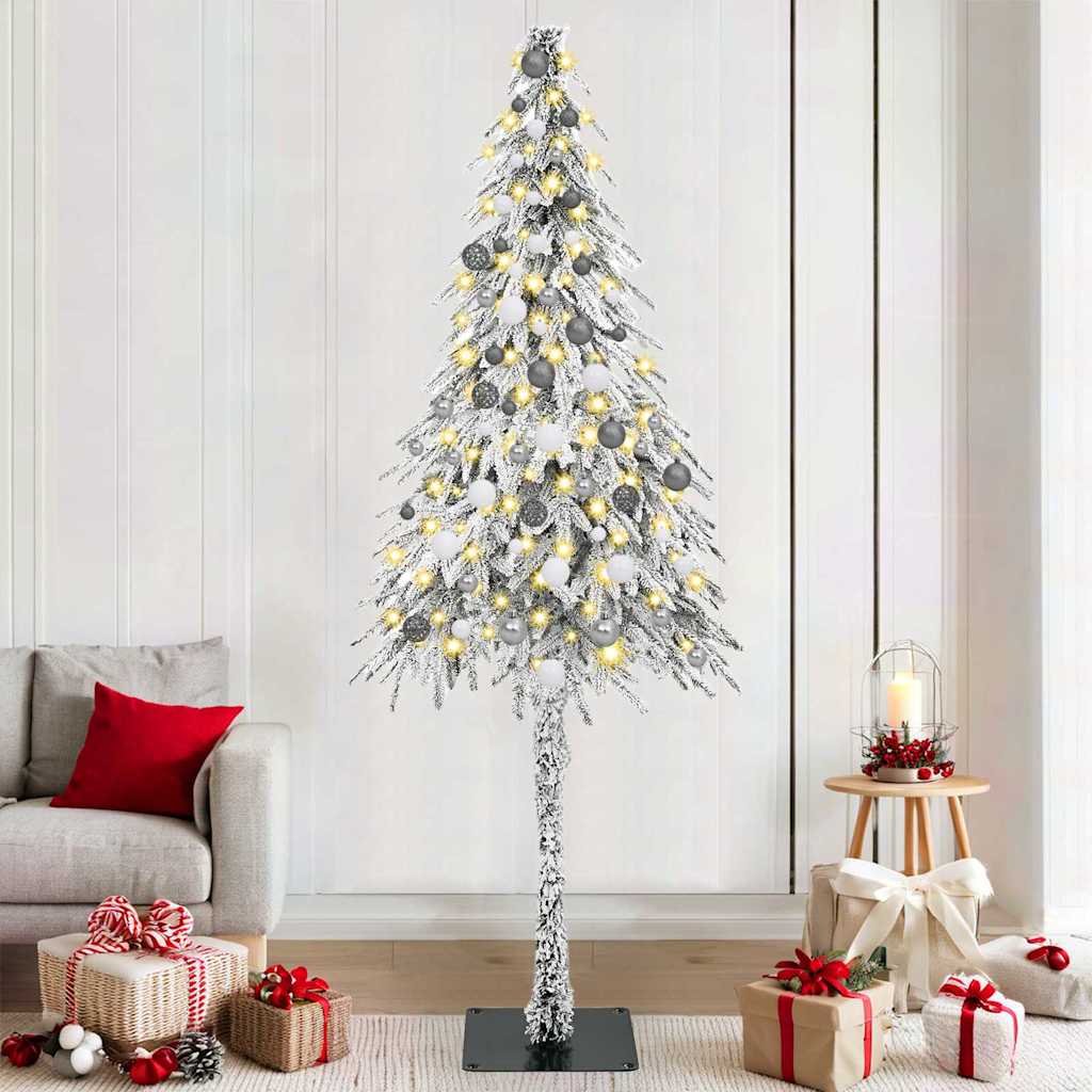 vidaXL Choinka z 300 diodami LED z podstawą Biały 210 cm PE i stal