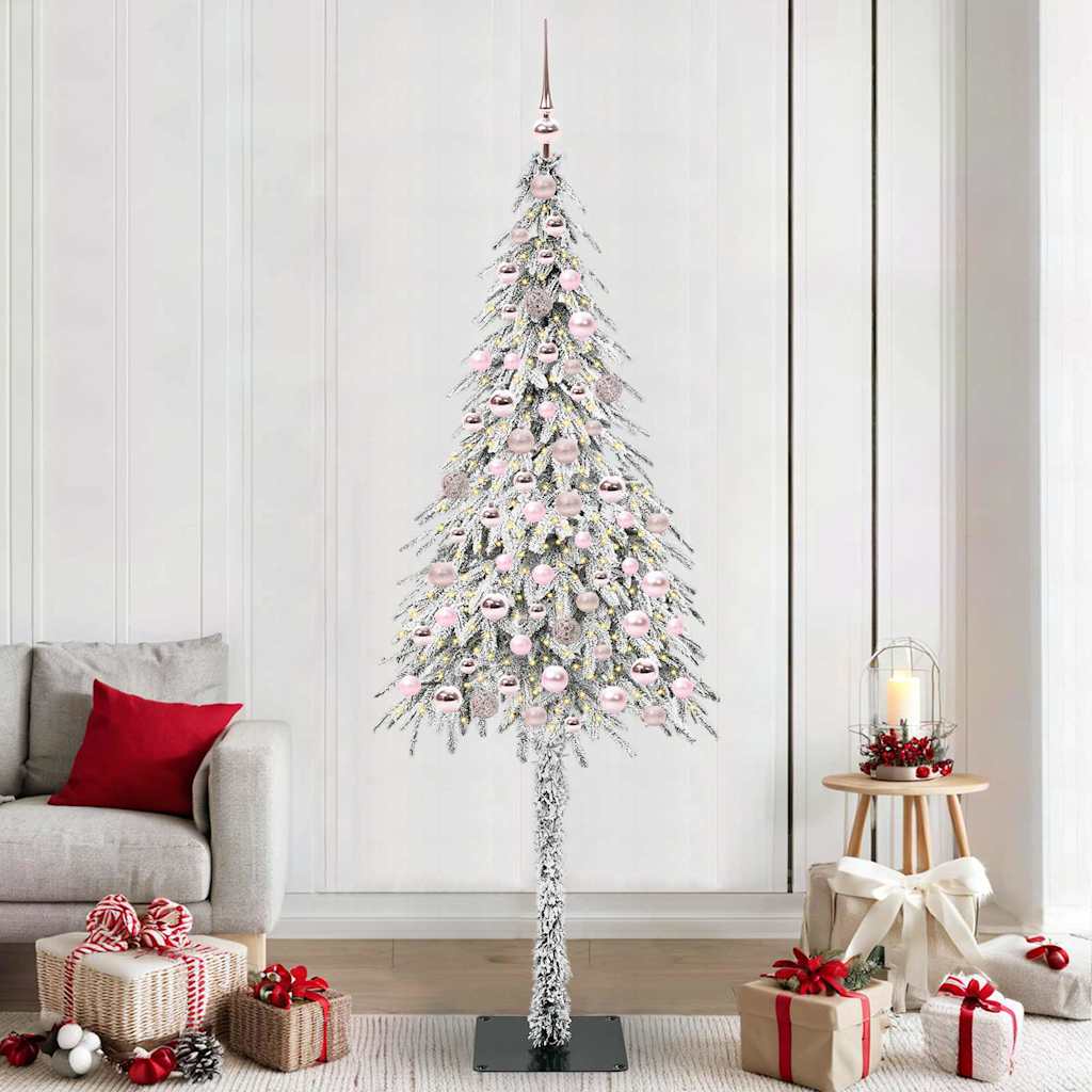 vidaXL Choinka z 300 diodami LED z podstawą Biały 210 cm PE i stal