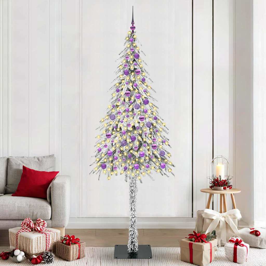 vidaXL Choinka z 300 diodami LED z podstawą Biały 210 cm PE i stal