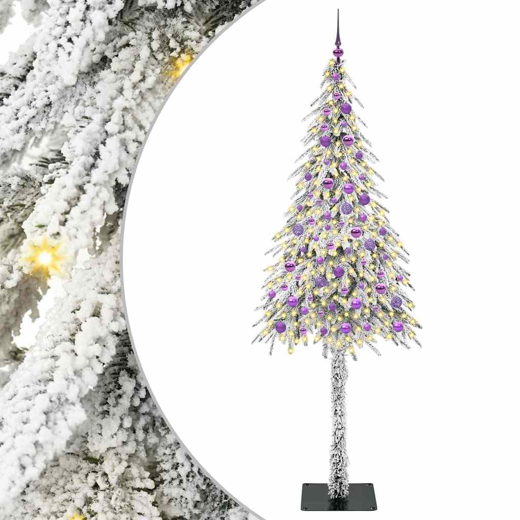 vidaXL Choinka z 300 diodami LED z podstawą Biały 210 cm PE i stal