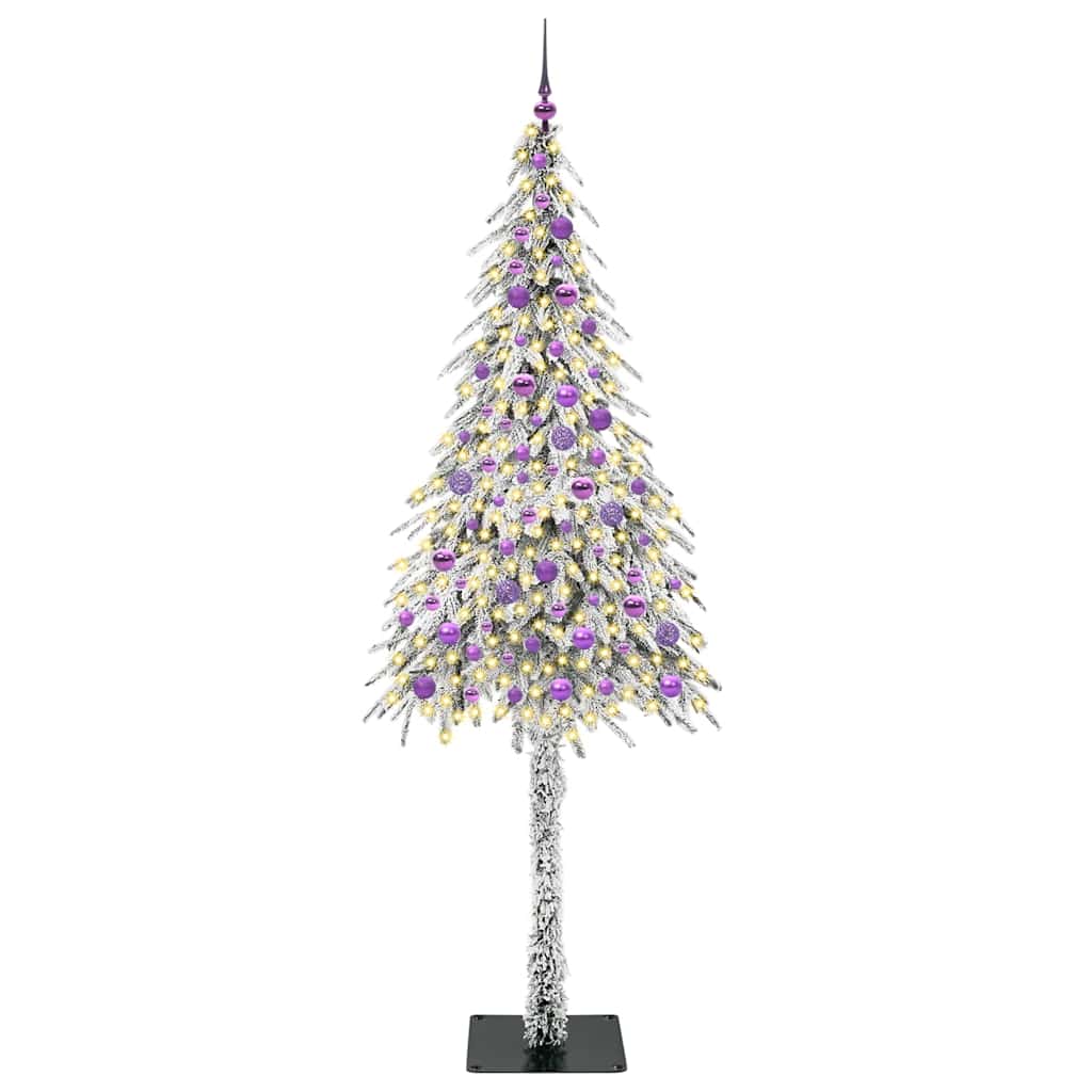 vidaXL Choinka z 300 diodami LED z podstawą Biały 210 cm PE i stal