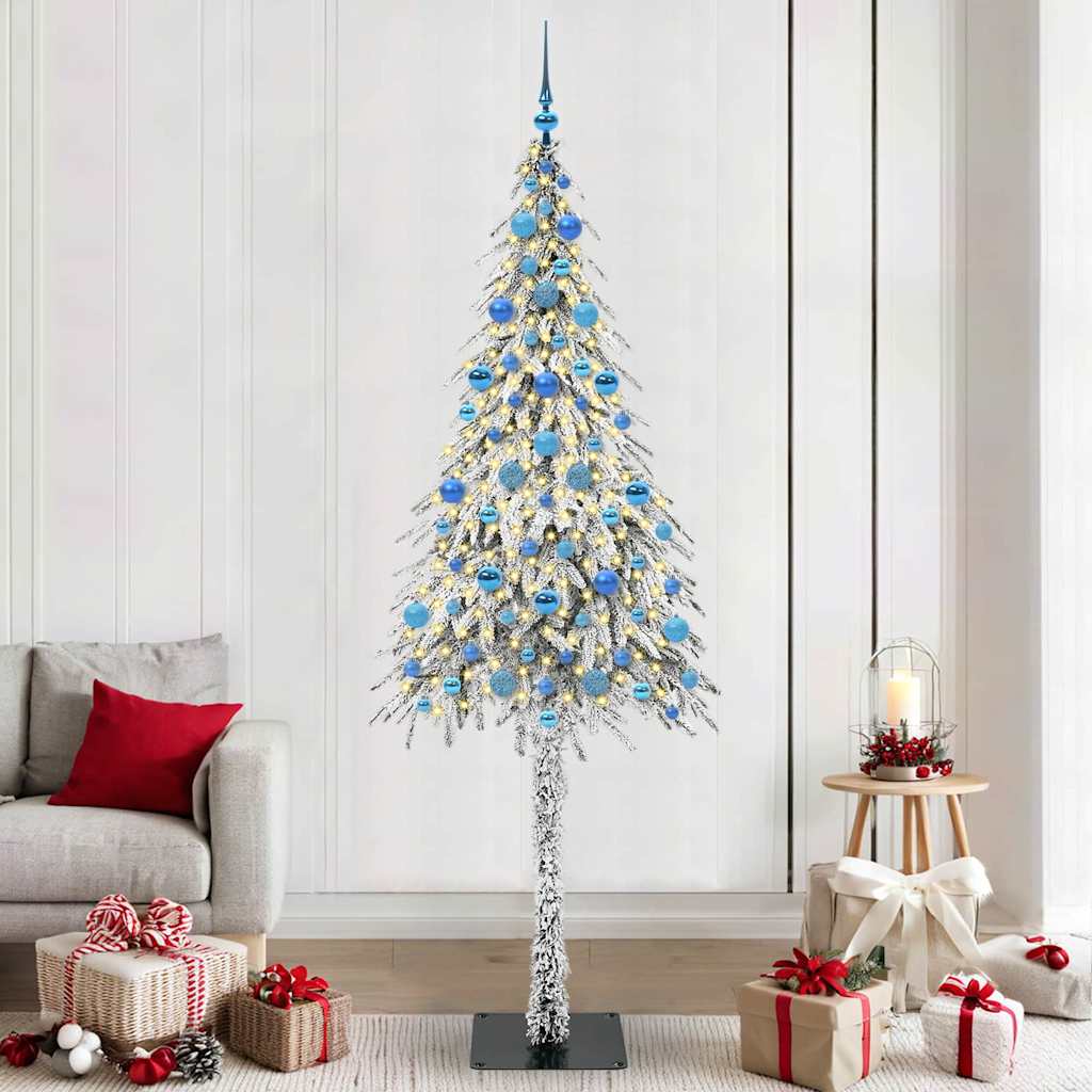 vidaXL Choinka z 300 diodami LED z podstawą Biały 210 cm PE i stal