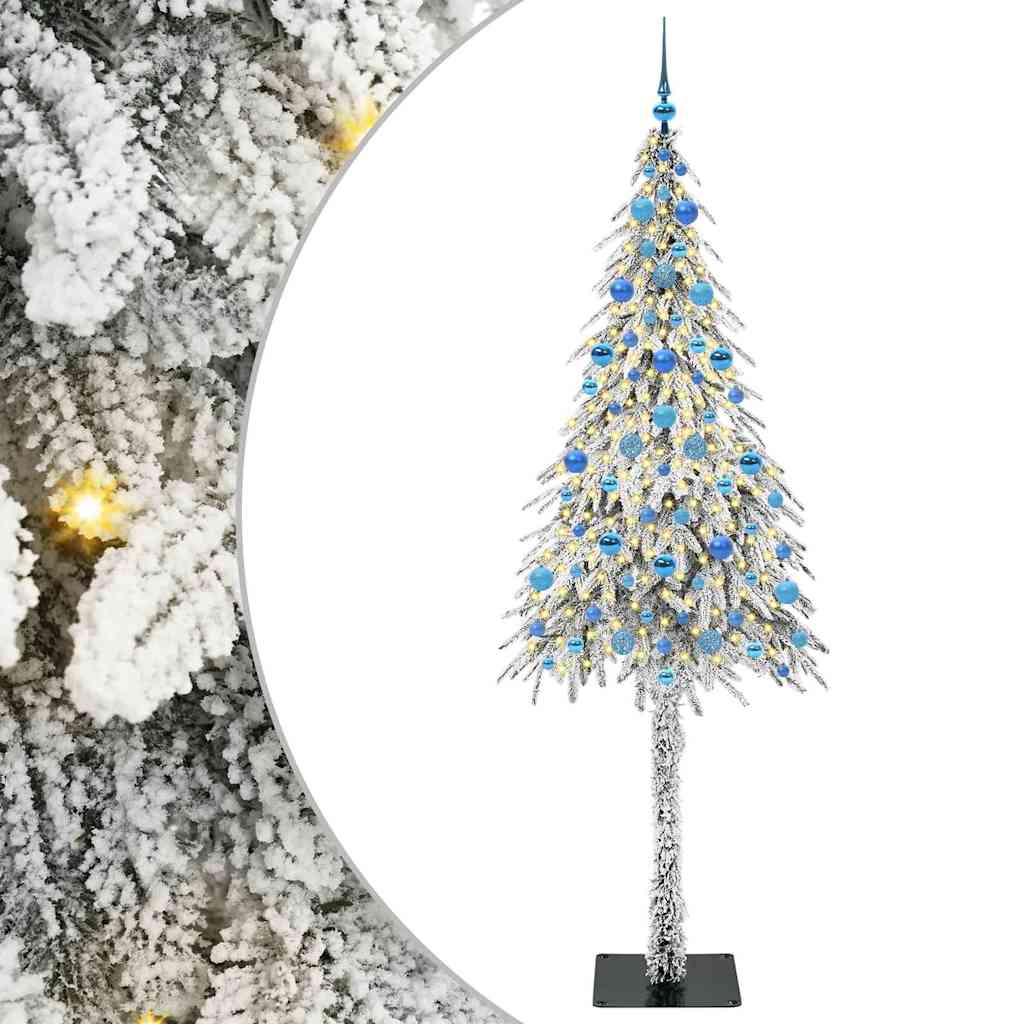 vidaXL Choinka z 300 diodami LED z podstawą Biały 210 cm PE i stal