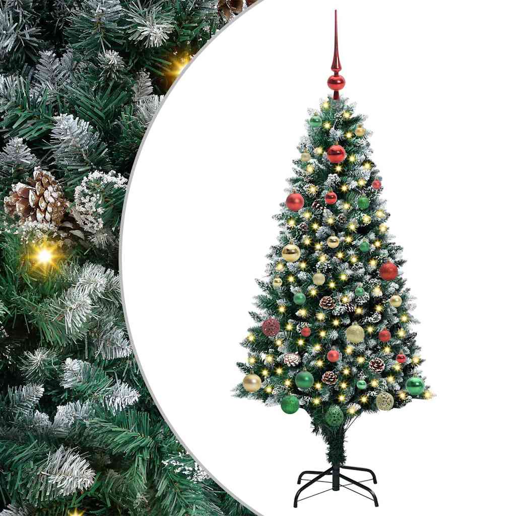 vidaXL Sztuczna choinka z podstawą Zielony 150 cm PVC i Stal i Plastik