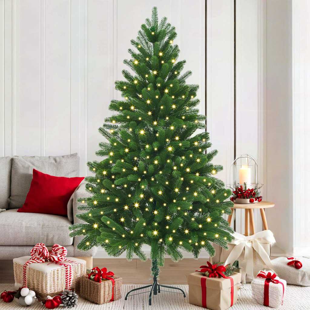 vidaXL Choinka z 300 diodami LED z podstawą Zielony 180 cm PE