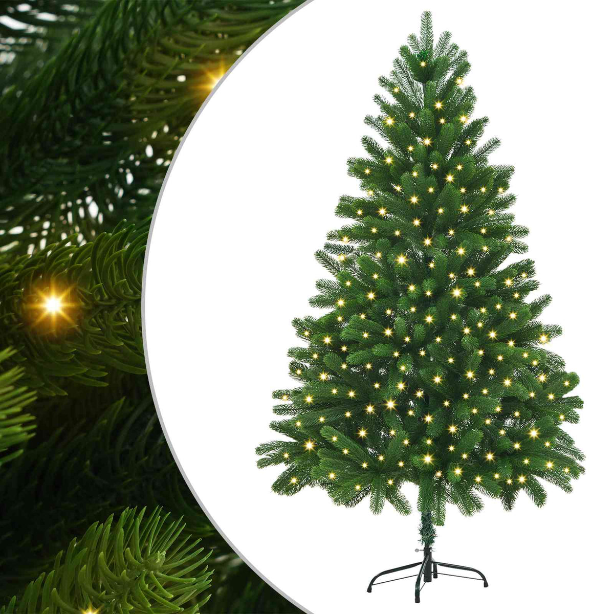 vidaXL Choinka z 300 diodami LED z podstawą Zielony 180 cm PE