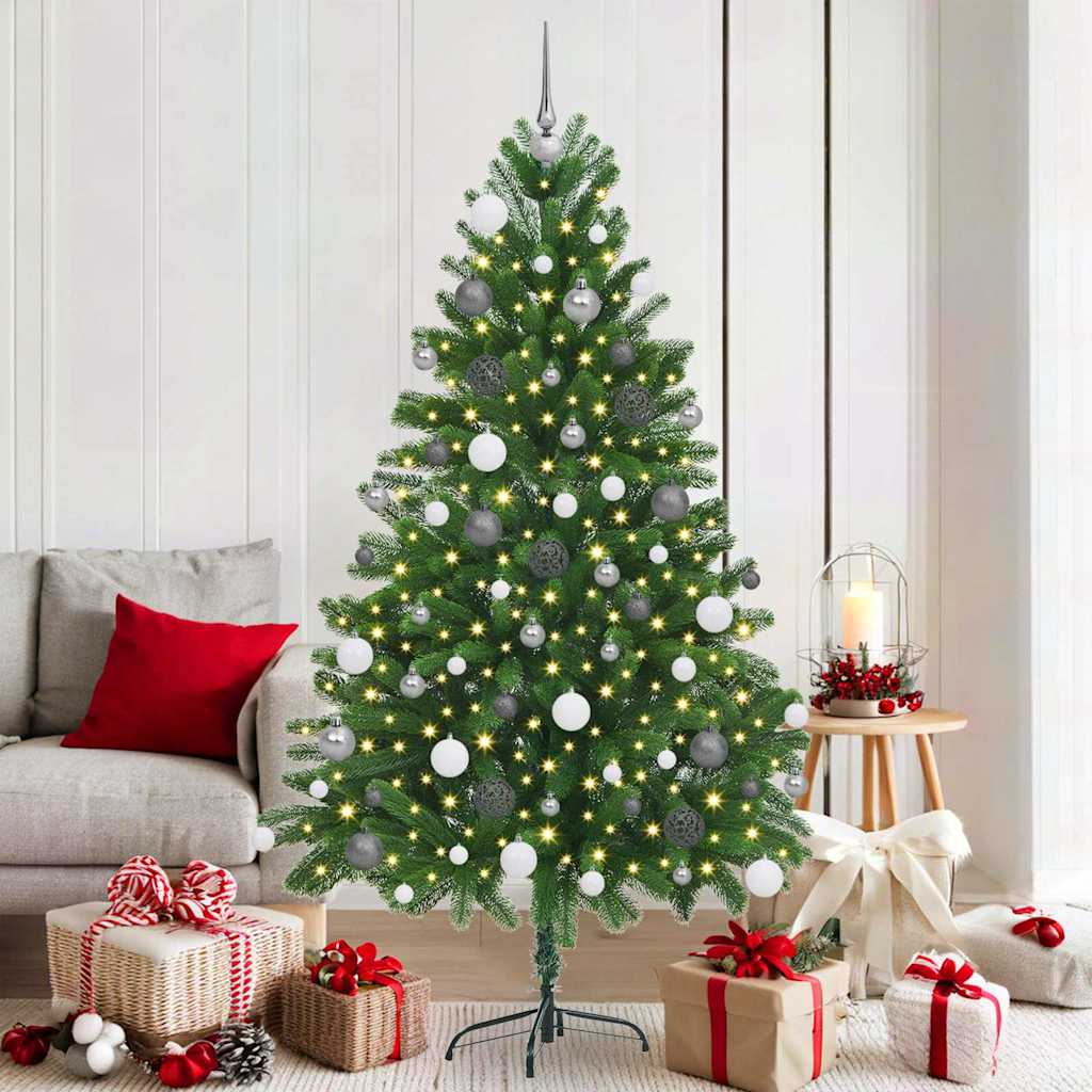 vidaXL Choinka z 300 diodami LED z podstawą Zielony 180 cm PE