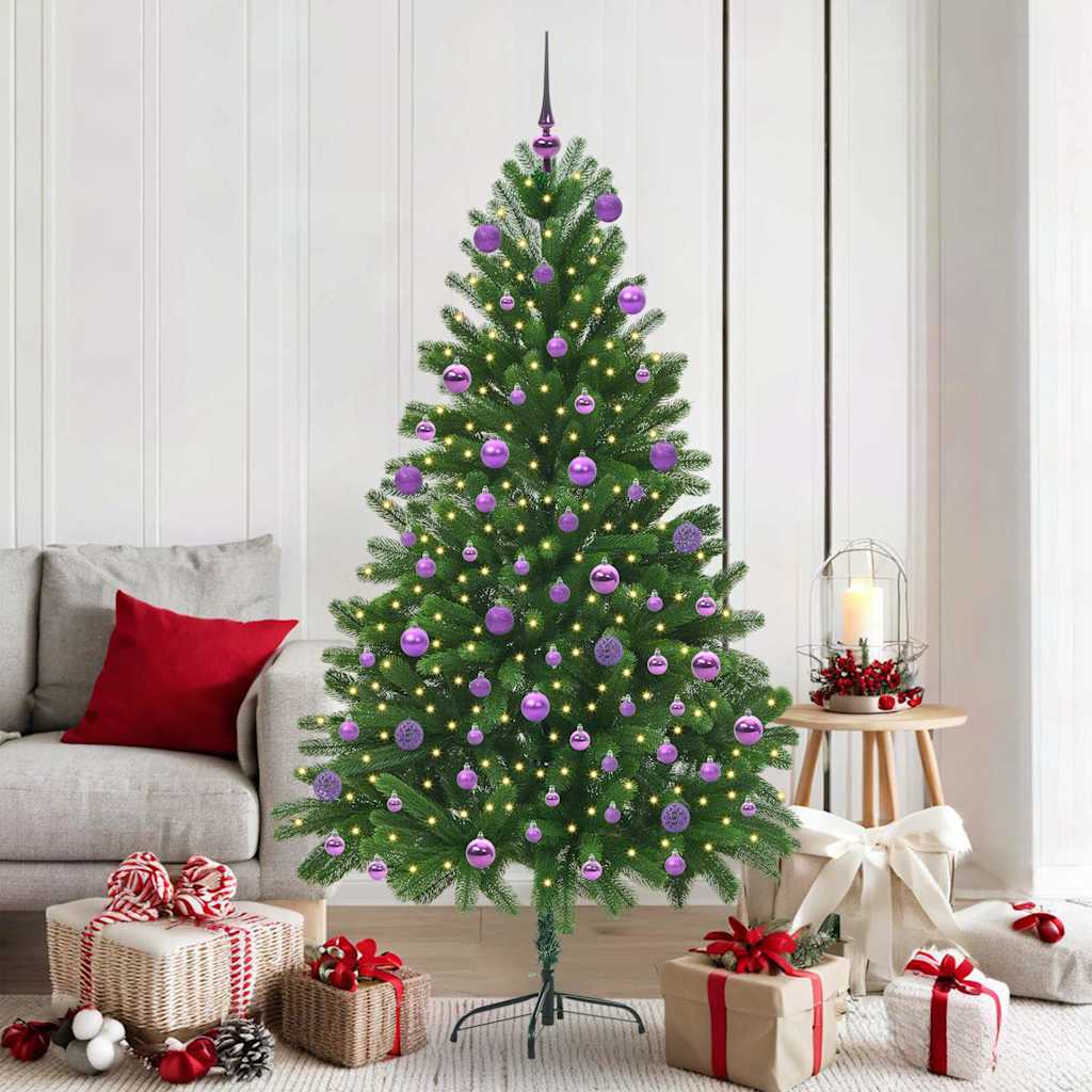 vidaXL Choinka z 300 diodami LED z podstawą Zielony 180 cm PE