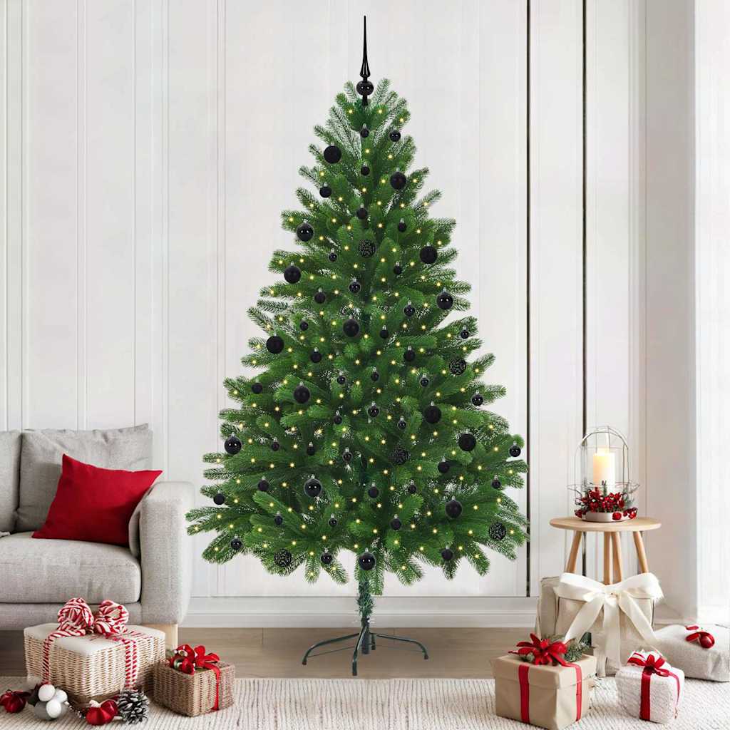 vidaXL Choinka z 300 diodami LED z podstawą Zielony 210 cm PE