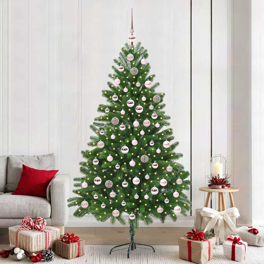 vidaXL Choinka z 300 diodami LED z podstawą Zielony 210 cm PE