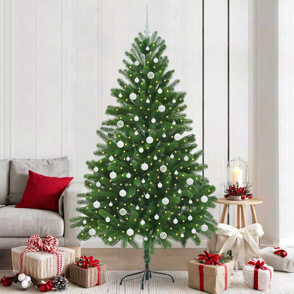 vidaXL Choinka z 300 diodami LED z podstawą Zielony 210 cm PE