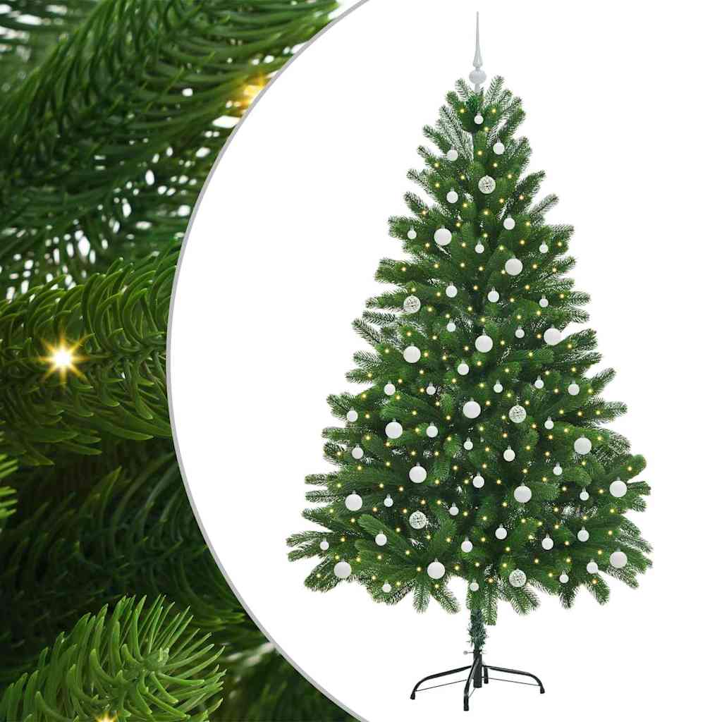 vidaXL Choinka z 300 diodami LED z podstawą Zielony 210 cm PE