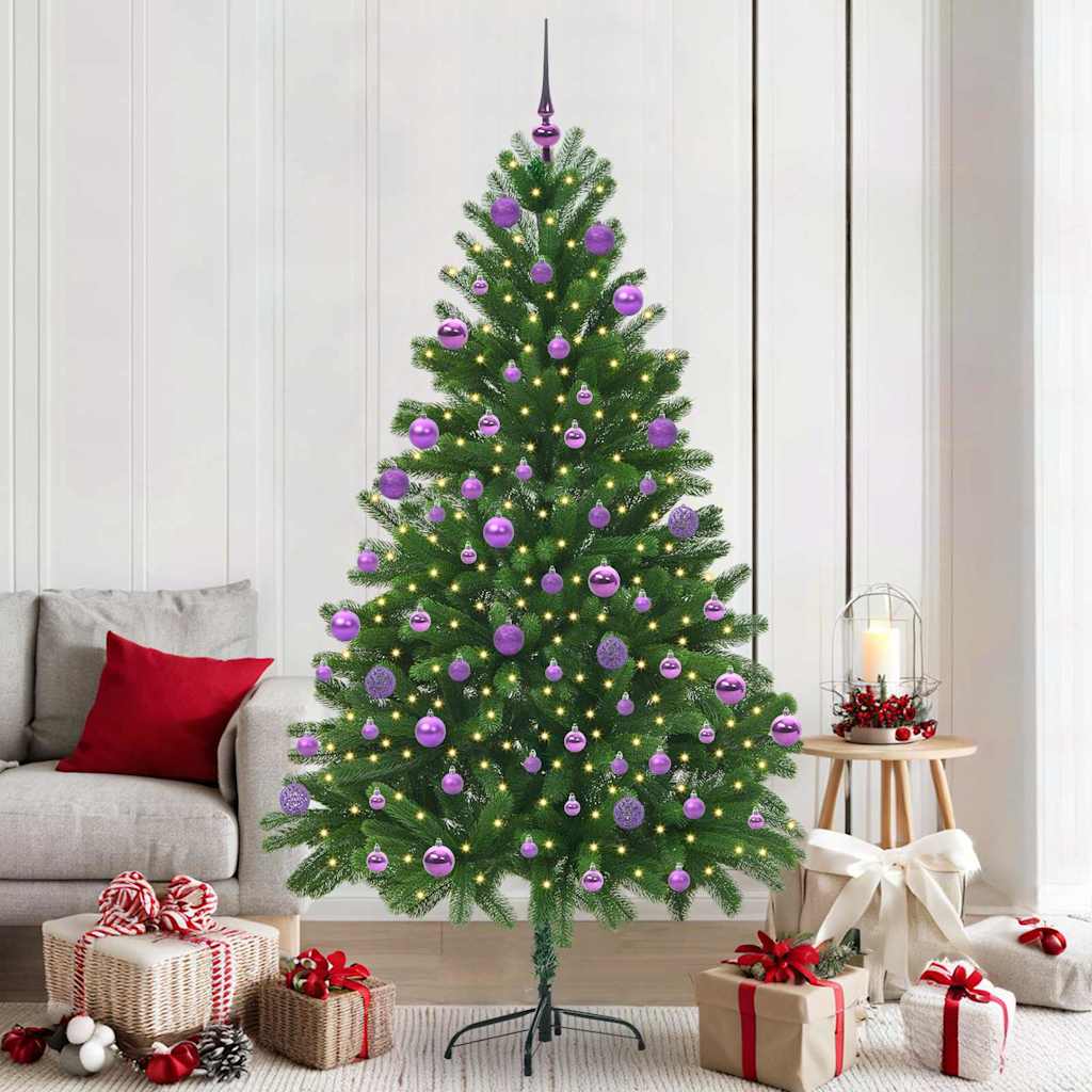 vidaXL Choinka z 300 diodami LED z podstawą Zielony 210 cm PE