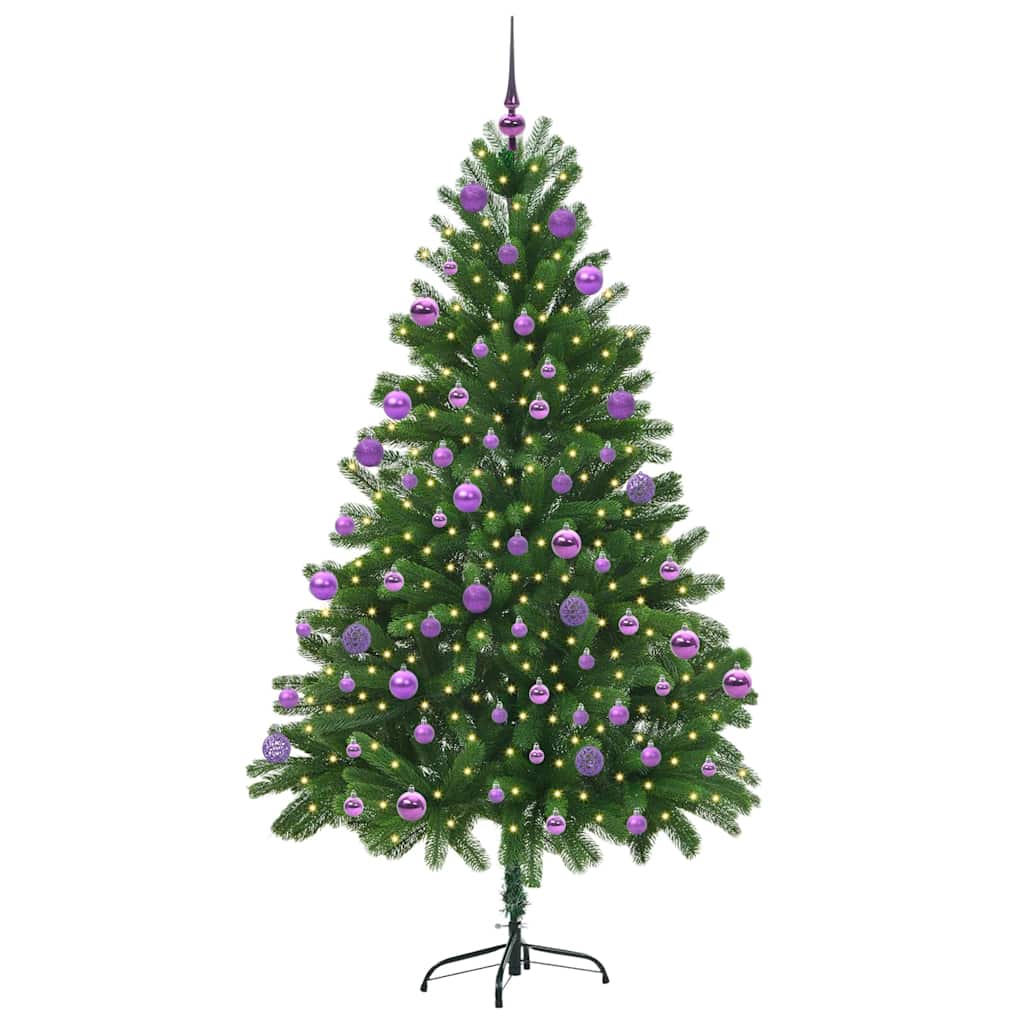 vidaXL Choinka z 300 diodami LED z podstawą Zielony 210 cm PE