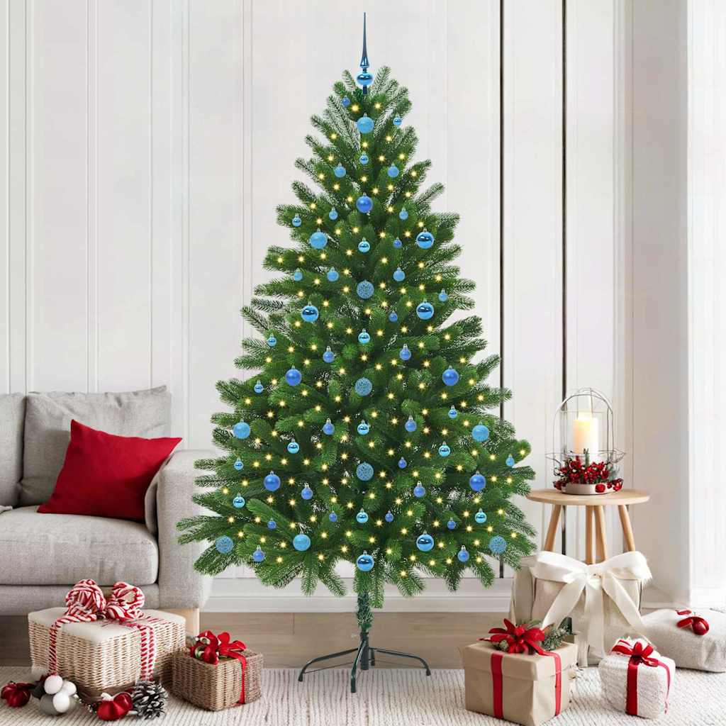 vidaXL Choinka z 300 diodami LED z podstawą Zielony 210 cm PE