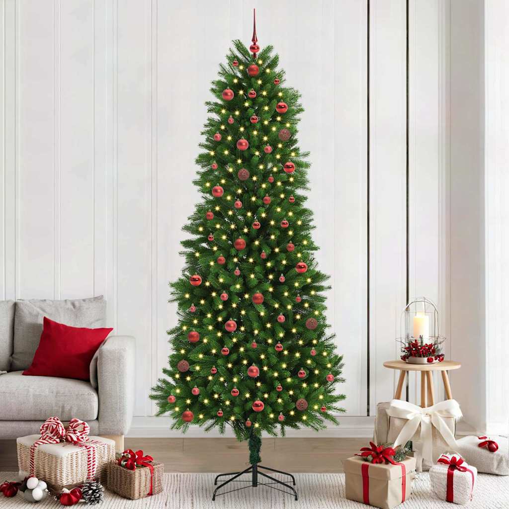 vidaXL Choinka z 300 diodami LED z podstawą Zielony 240 cm PE