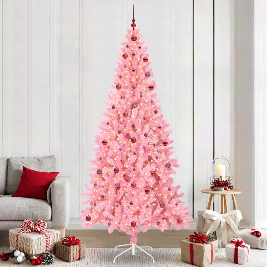 vidaXL Choinka Różowy 240 cm PVC