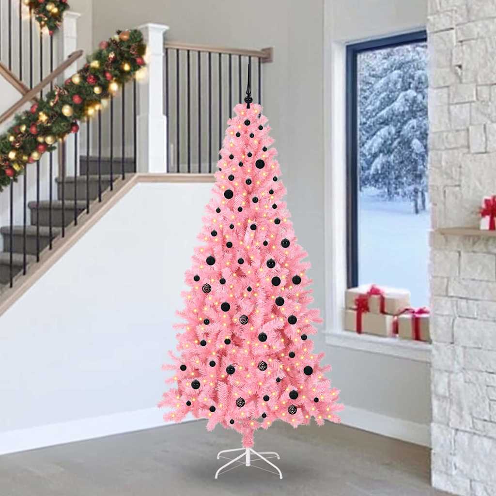 vidaXL Choinka Różowy 240 cm PVC