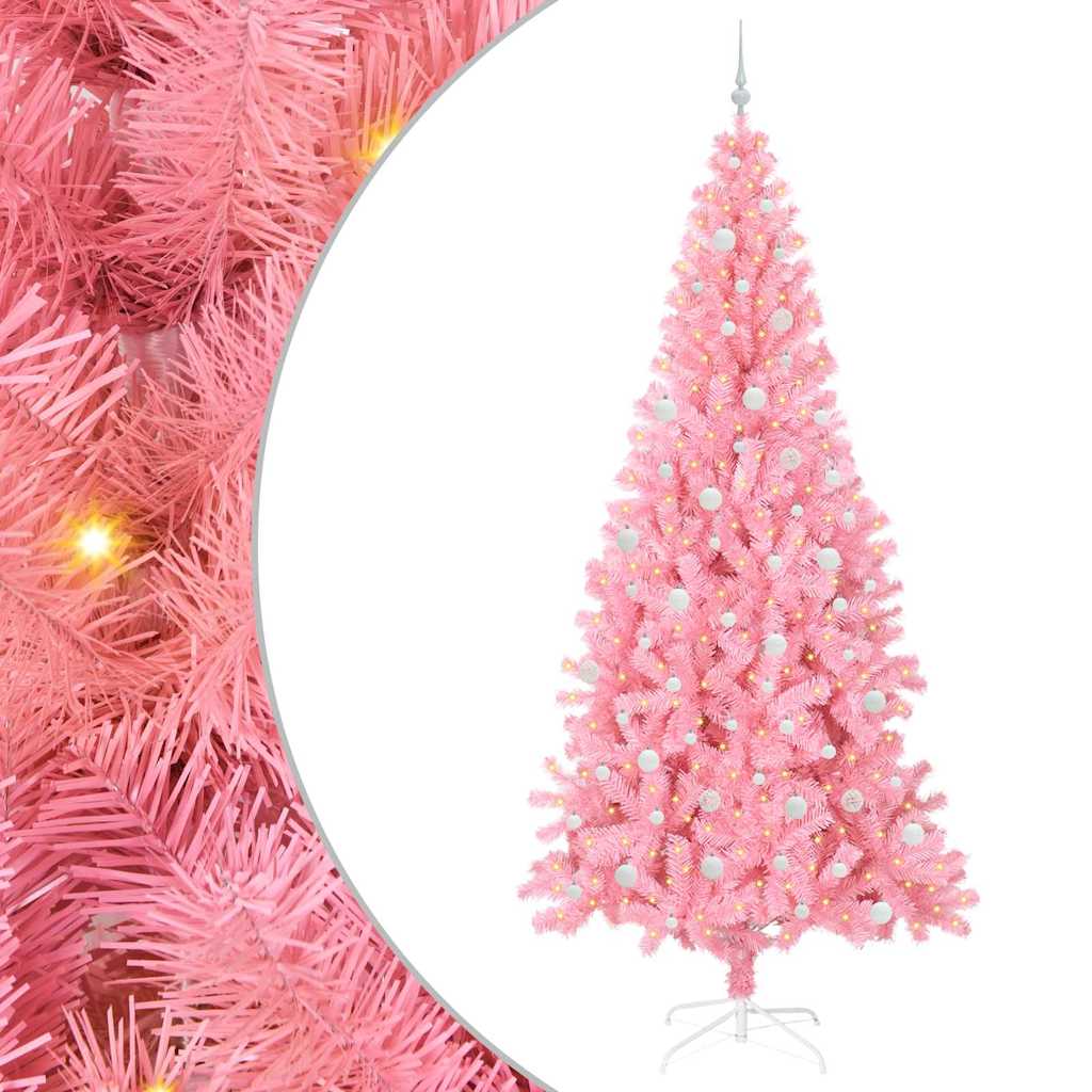 vidaXL Choinka Różowy 240 cm PVC