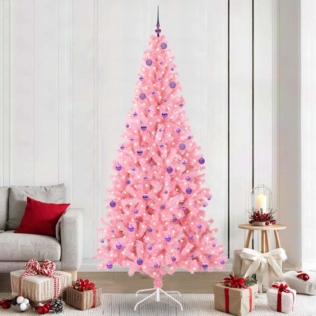 vidaXL Choinka Różowy 240 cm PVC
