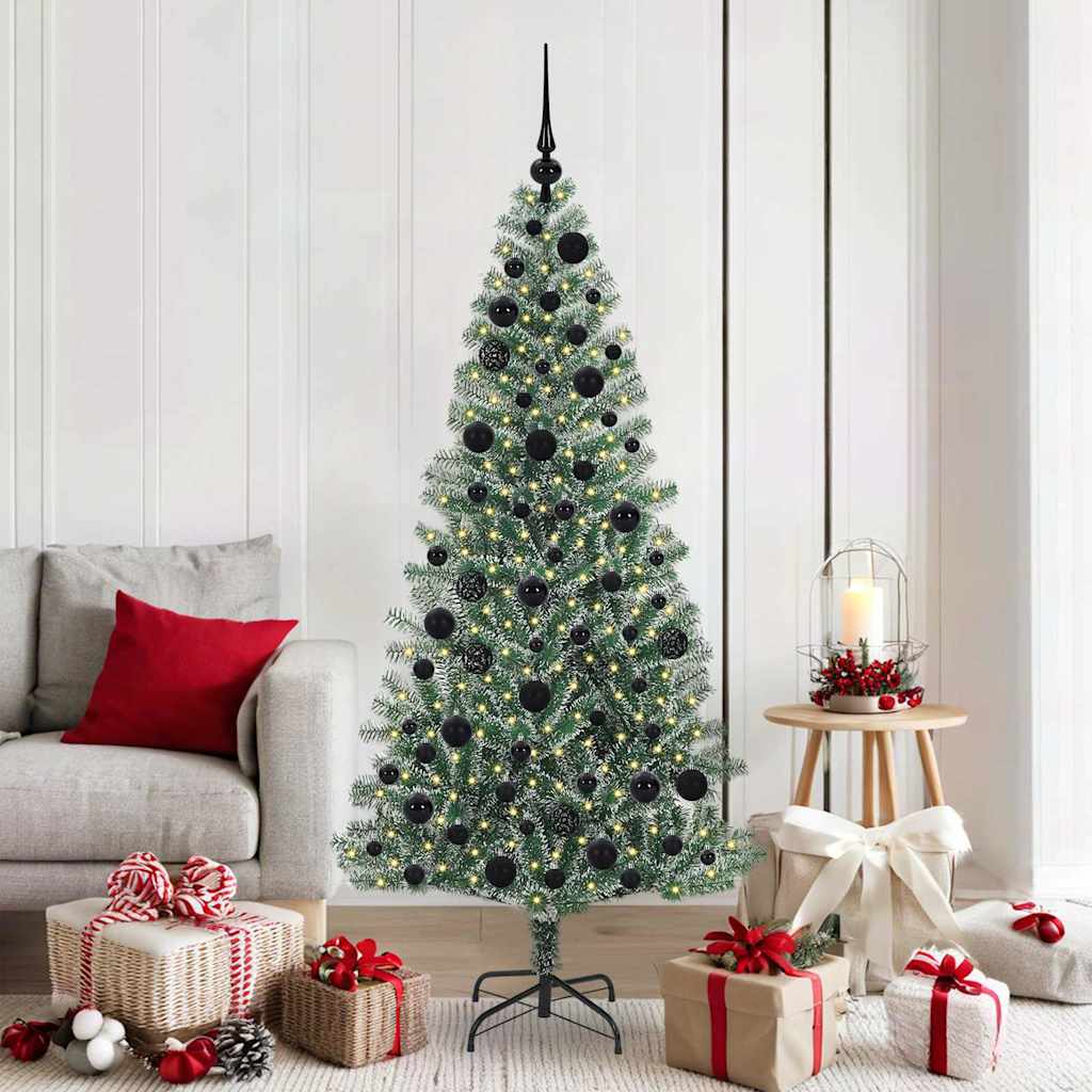 vidaXL Sztuczna choinka z śnieżnym pokryciem z lampkami LED 180 cm