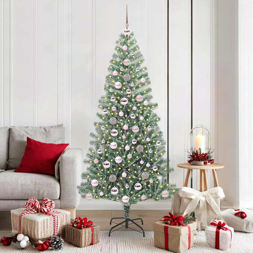 vidaXL Sztuczna choinka z śnieżnym pokryciem z lampkami LED 180 cm