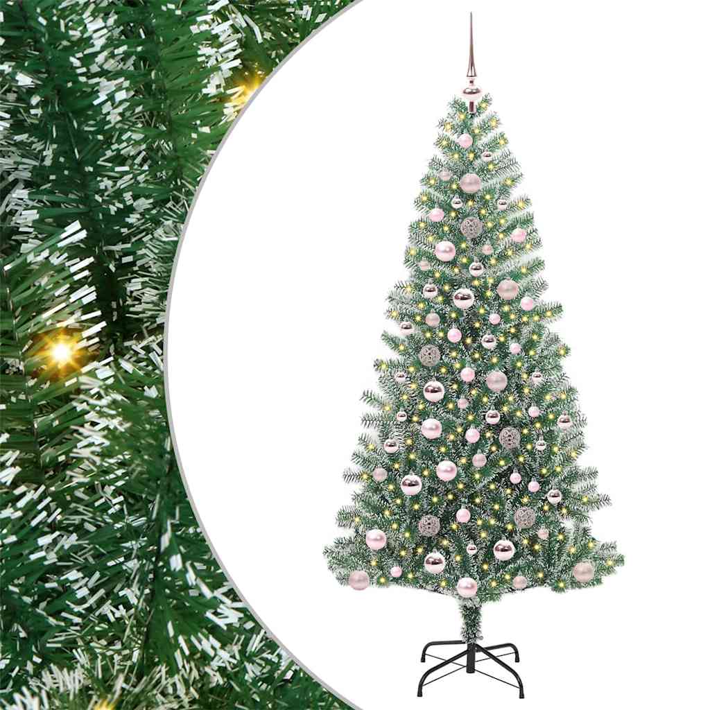 vidaXL Sztuczna choinka z śnieżnym pokryciem z lampkami LED 180 cm