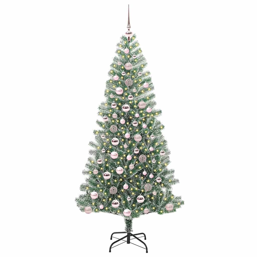 vidaXL Sztuczna choinka z śnieżnym pokryciem z lampkami LED 180 cm