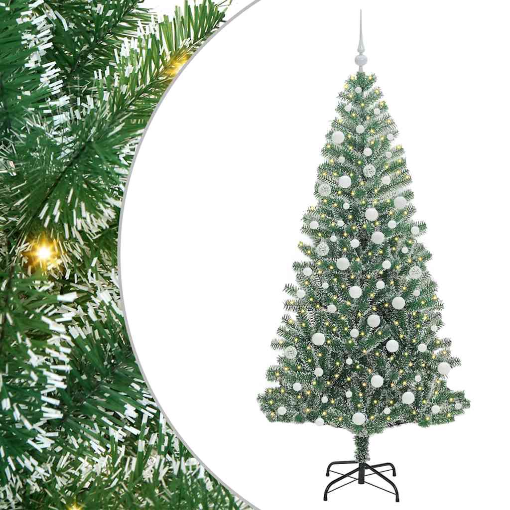 vidaXL Sztuczna choinka z śnieżnym pokryciem z lampkami LED 180 cm