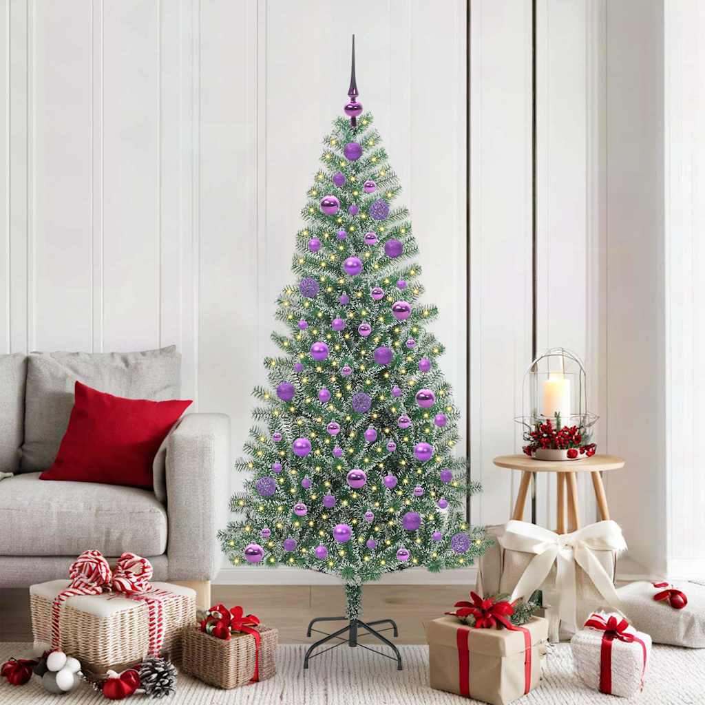 vidaXL Sztuczna choinka z śnieżnym pokryciem z lampkami LED 180 cm