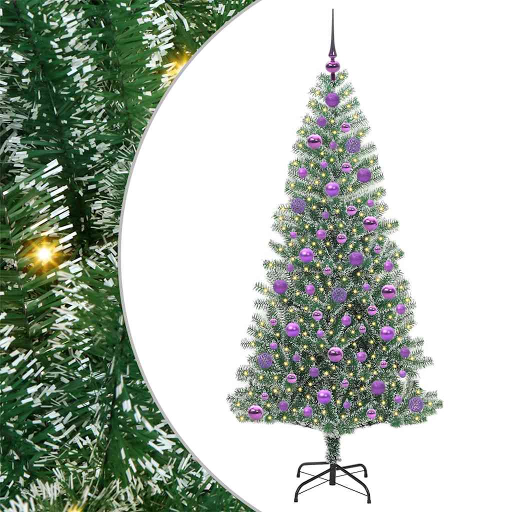 vidaXL Sztuczna choinka z śnieżnym pokryciem z lampkami LED 180 cm