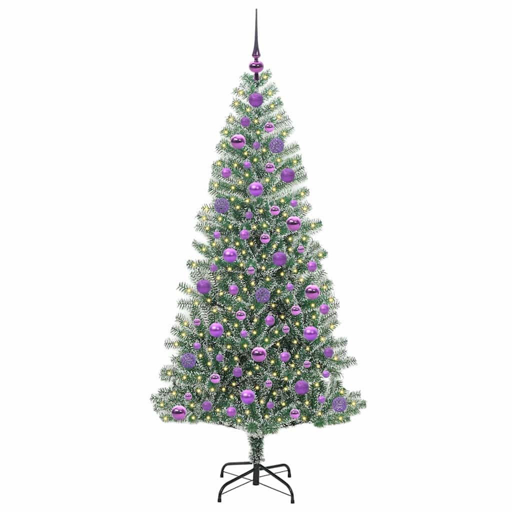 vidaXL Sztuczna choinka z śnieżnym pokryciem z lampkami LED 180 cm
