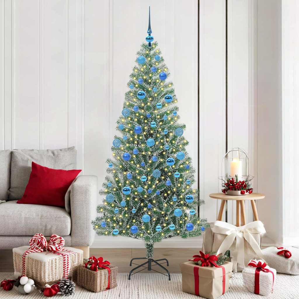 vidaXL Sztuczna choinka z śnieżnym pokryciem z lampkami LED 180 cm