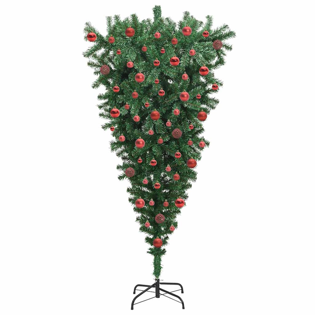 vidaXL Odwrócone sztuczne drzewko bożonarodzeniowe z piłkami 180 cm