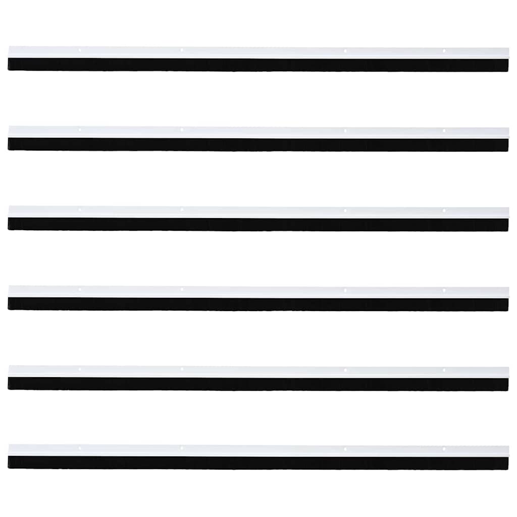 vidaXL Uszczelki z szczotką do drzwi na zatrzask 6 pcs Biały 100 cm