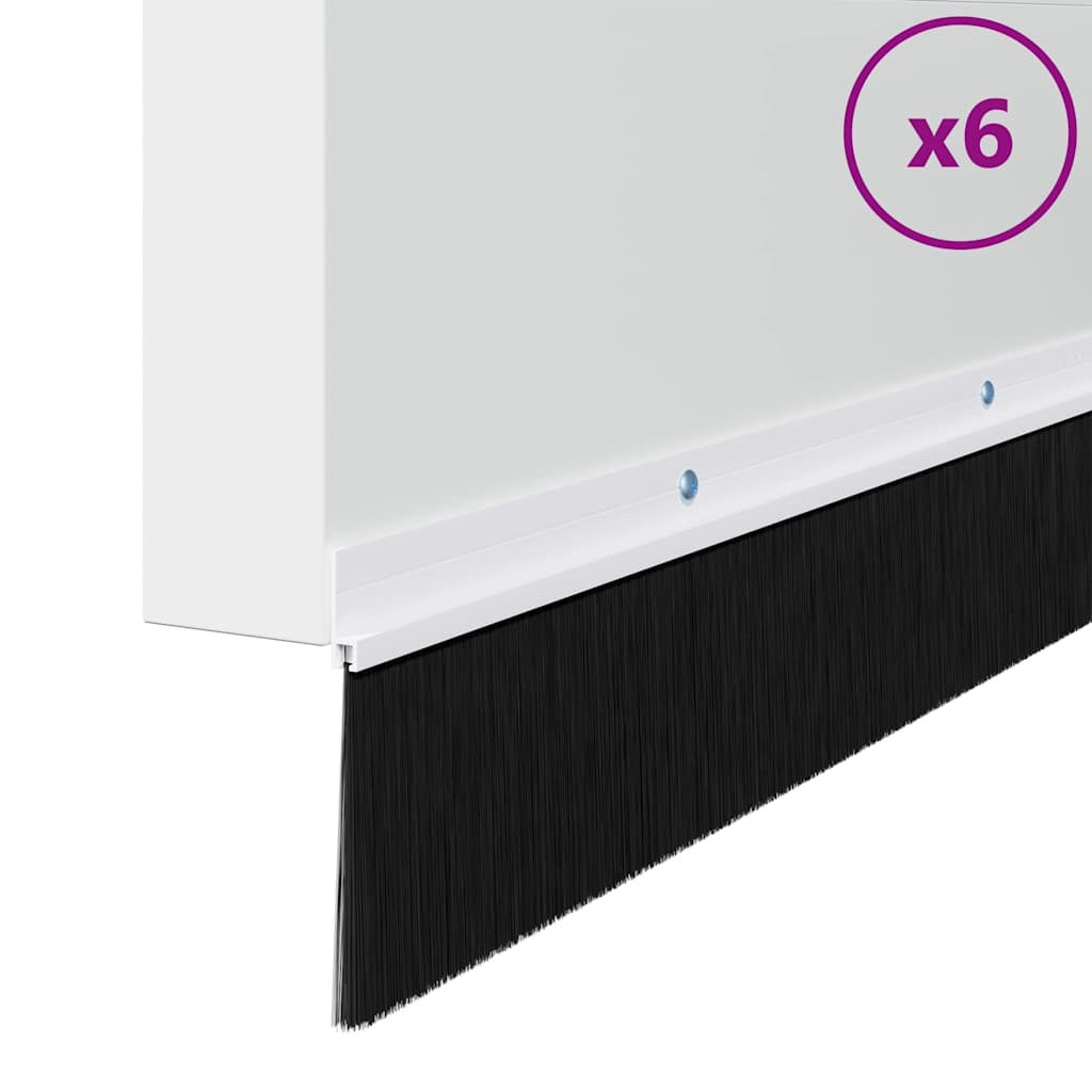 vidaXL Uszczelki z szczotką do drzwi na zatrzask 6 pcs Biały 100 cm