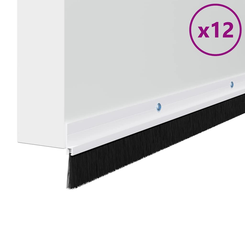 vidaXL Uszczelki z szczotką do drzwi na zatrzask 12 pcs Biały 100 cm
