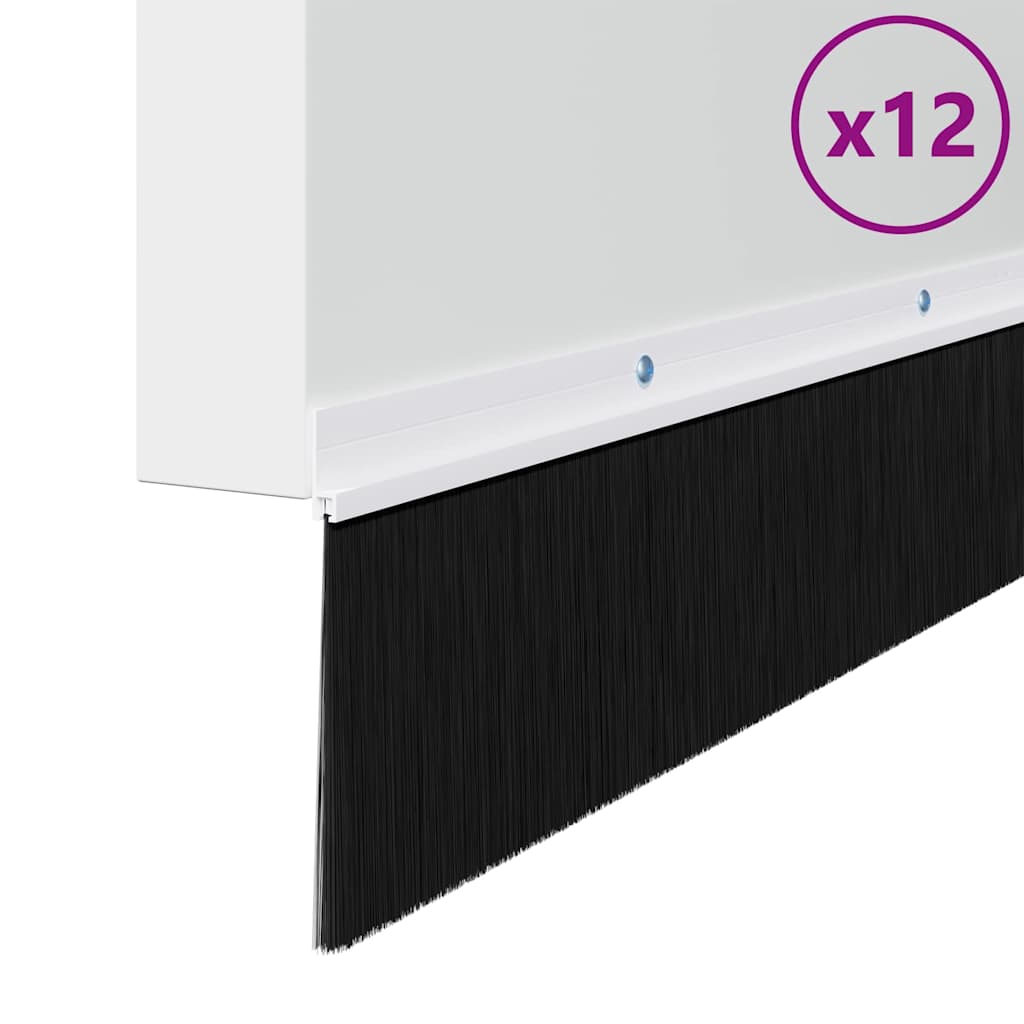 vidaXL Uszczelki z szczotką do drzwi na zatrzask 12 pcs Biały 100 cm