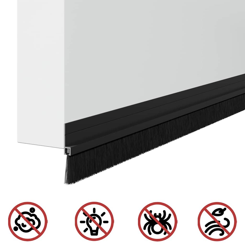 vidaXL Szczotki uszczelniające do drzwi samoprzylepne 2 pcs Czarny