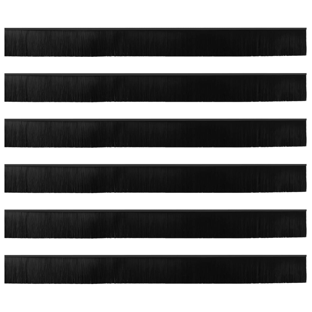 vidaXL Szczotki uszczelniające do drzwi samoprzylepne 6 pcs Czarny