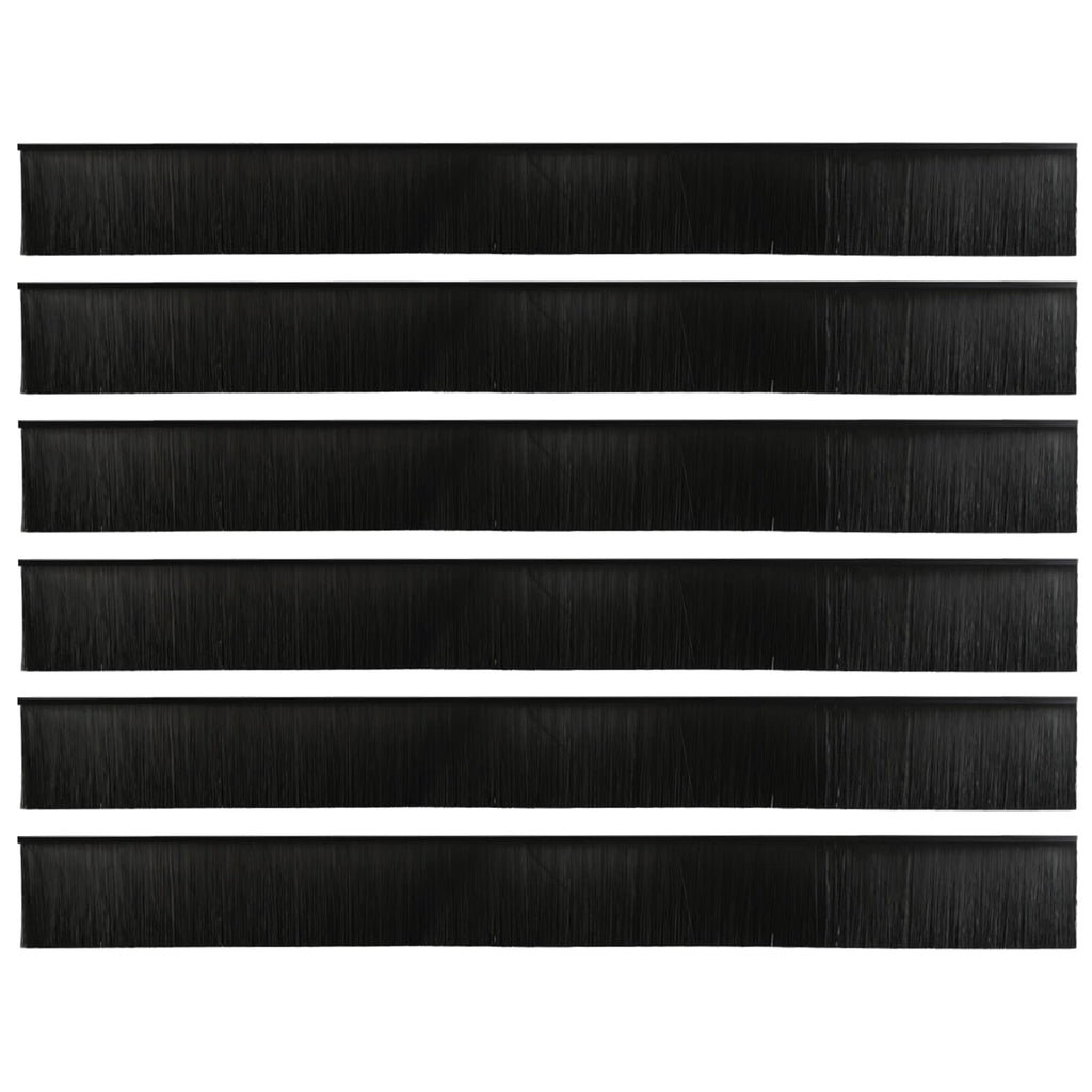 vidaXL Szczotki uszczelniające do drzwi samoprzylepne 6 pcs Czarny