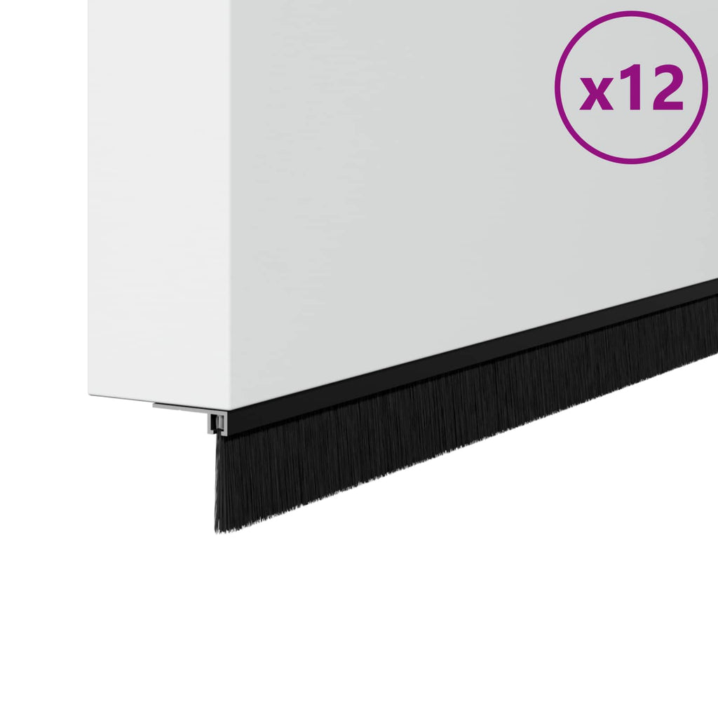 vidaXL Szczotki uszczelniające do drzwi samoprzylepne 12 pcs Czarny