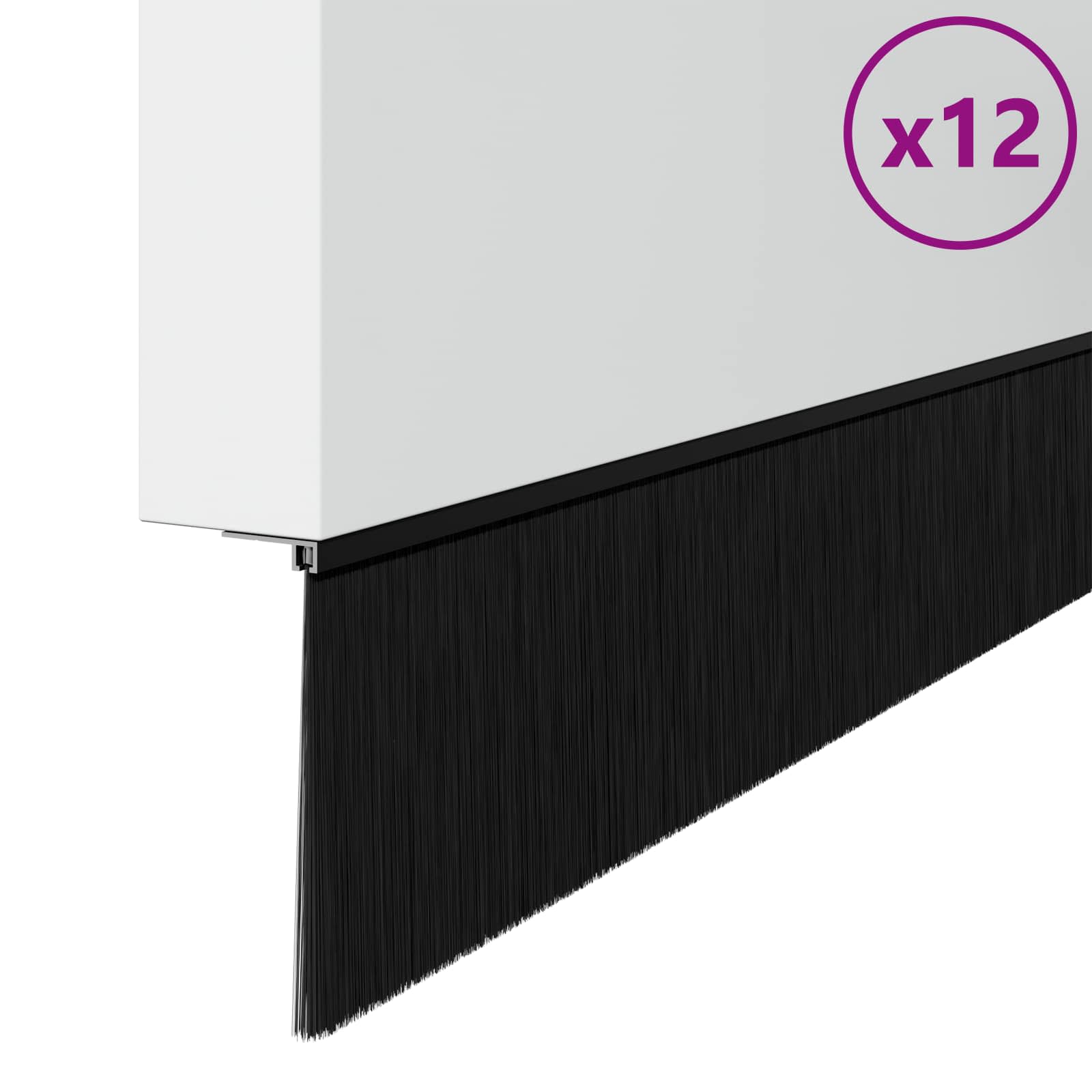 vidaXL Szczotki uszczelniające do drzwi samoprzylepne 12 pcs Czarny