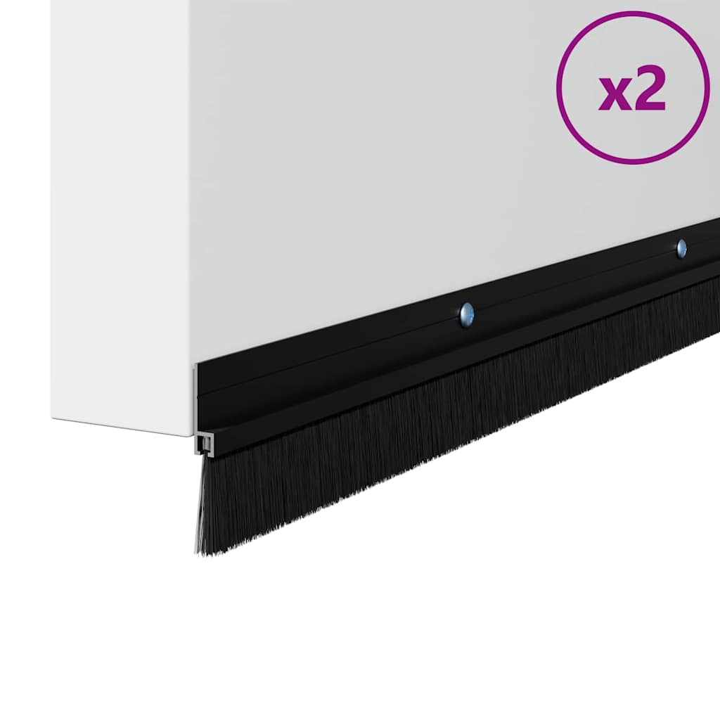 vidaXL Uszczelki z szczotką do drzwi na zatrzask 2 pcs Czarny 100 cm
