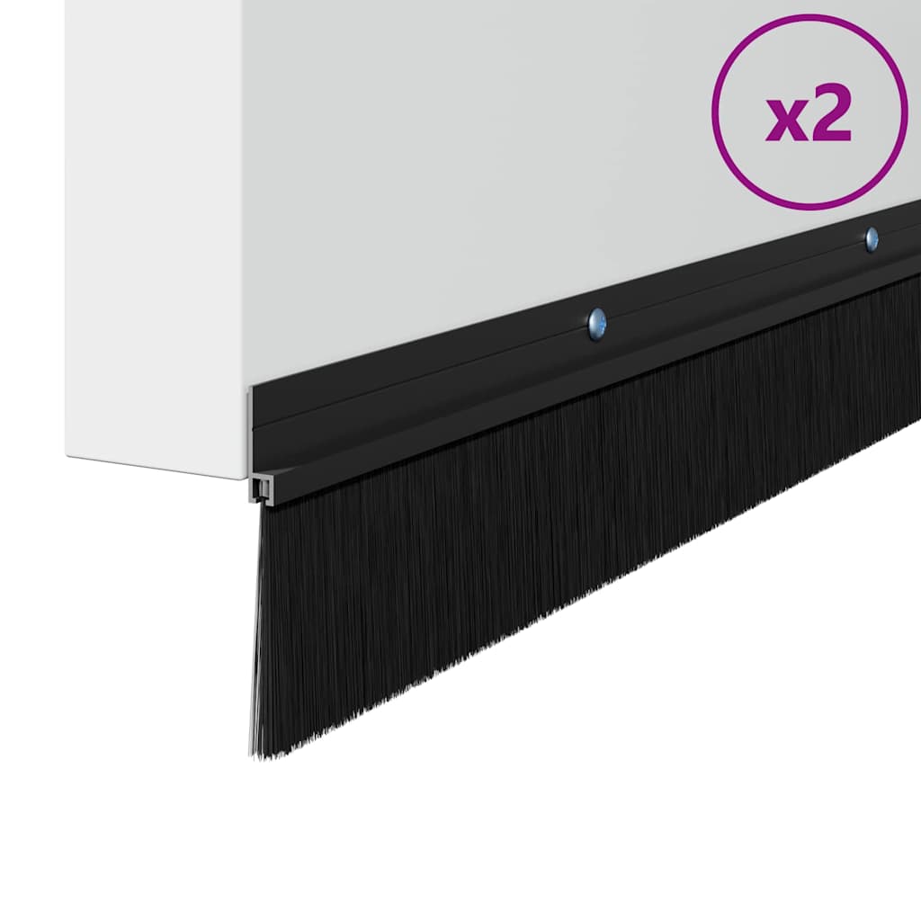 vidaXL Uszczelki z szczotką do drzwi na zatrzask 2 pcs Czarny 100 cm
